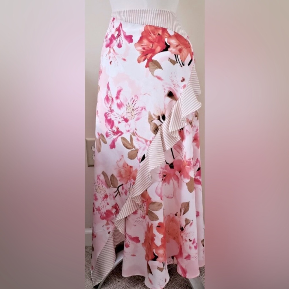 Calvin Klein Pink Floral Midi Skirt
